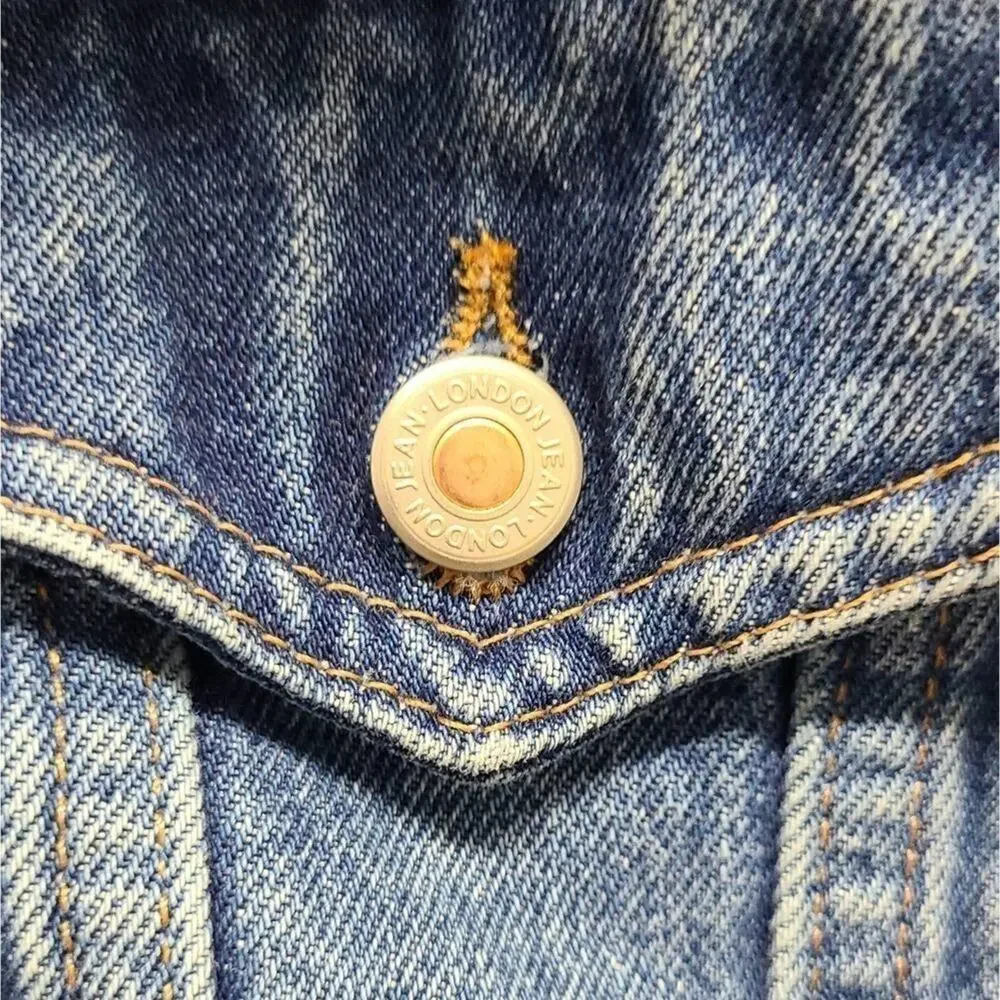 London Jean Womens Denim Jacket Size Small‎ Chest Pockets VTG Style - Picture 5 of 10